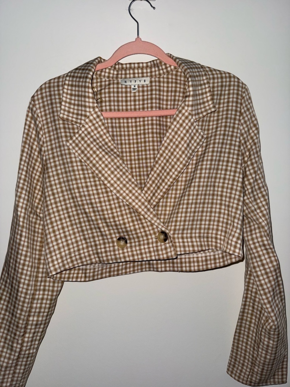 HYFVE Tan and White Gingham Shirt Jacket